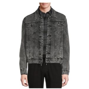 George Men's Grey Wash Denim Jacket, Large